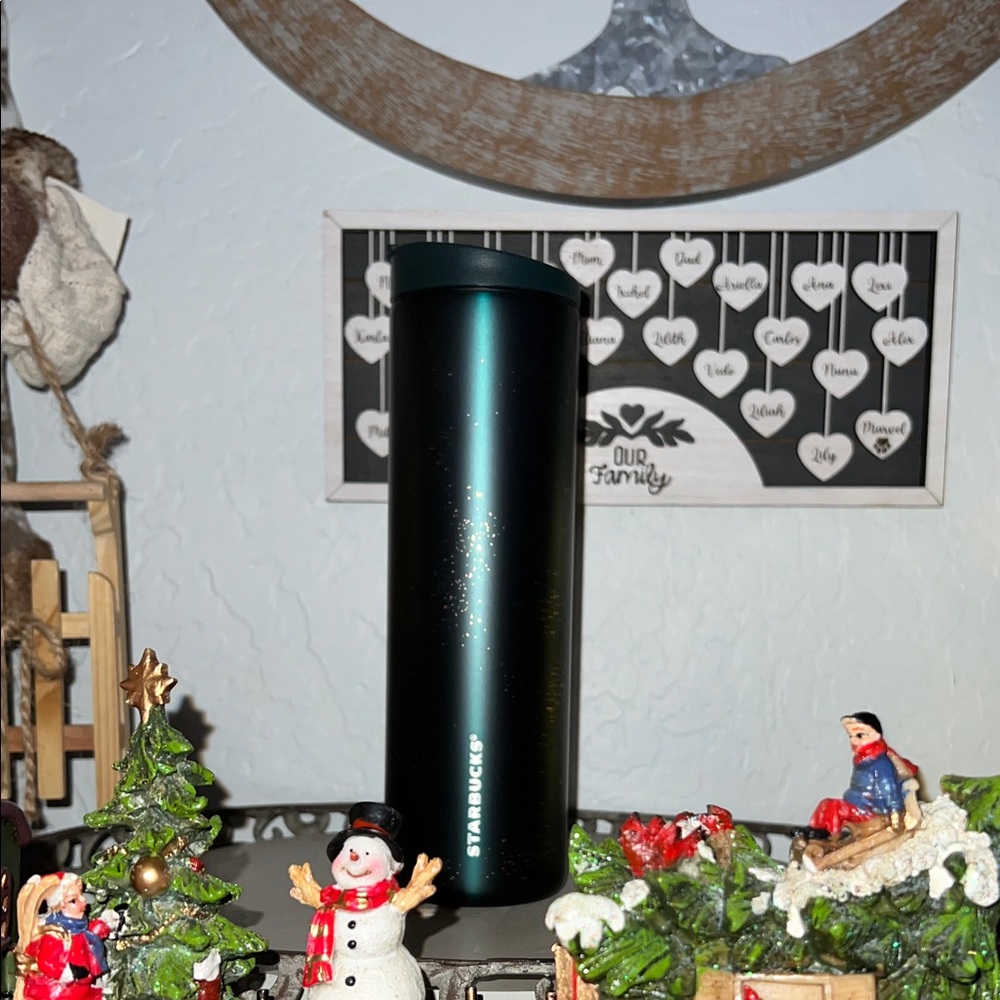 🎄🎅NWT 2025 Starbucks x MiiR Green & Gold Speckled 20oz SS Tumbler🎄🎅